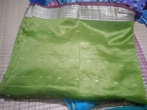 Beautiful Green And Maroon  Organza Saree