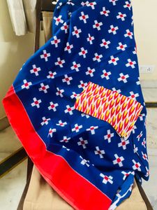 Cotton Saree In Navy Blue
