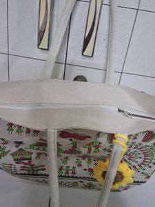 Handcrafted Tote Bag with sunflower hanging
