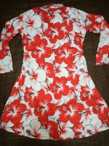 Red Hibiscus Print Dress