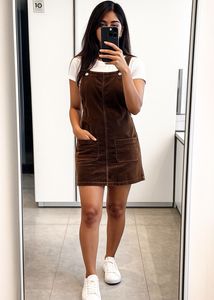Brown Velvet Pinafore Dungaree