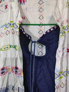 White Pattern Design Long Dress