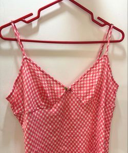 Red Gingham Slip Dress