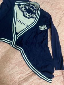 Printed Jacket In Blue Colour