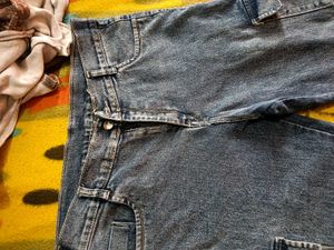 Blue Denim Cargo Pants