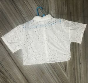 White Cropped Shirt