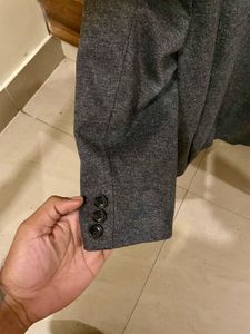 Gray Casual Wool Blazer