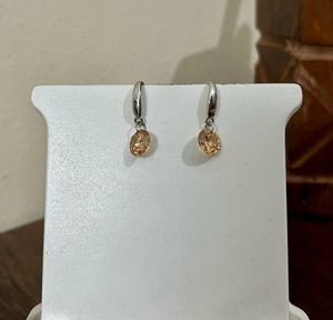 Silver drop earrings with a stone