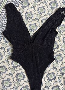 Sparkly Black Bodysuit &amp; Leopard Print Bottom