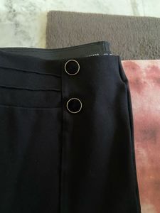 Zara Black Slim Fit Trousers With Velvet Buttons