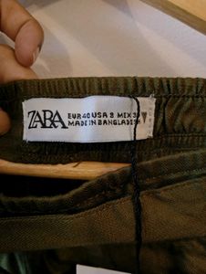 Zara Olive Green Casual Trousers