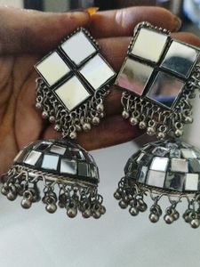 Mirror Jhumka Earrings