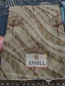 Flower Print Saree With Stone Work