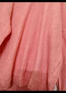 Coral V-Neck Long Sleeve Top