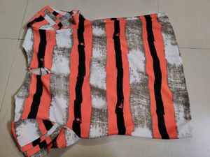 Stripe Party Wear Brand New Thick Poly Shirt Women