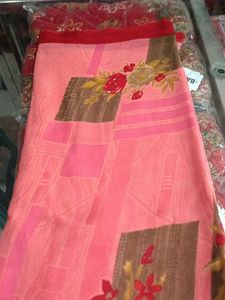 Pink Floral Print Ramrasiya Saree
