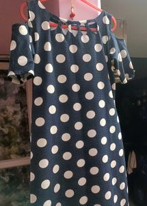 Polka Dot Cold Shoulder Dress