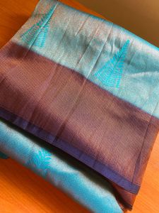 🩵Blue & Brown Silk Saree🩵