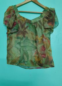 Green Jungle Print Top