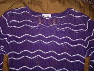 Purple Crochet Knit Top with Long Sleeves