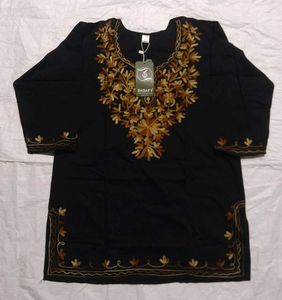 Embroidered Black Tunic Top