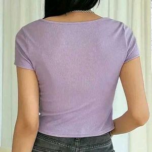 Square Neck Lavender Crop Top