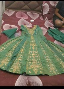 4 colour Green Embellished Ethnic Dress