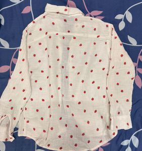 Strawberry Print Button-Down Shirt
