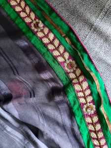 Striped Grey Kurta With Full Size Dupatta