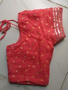 Coral Georgette Saree with blouse