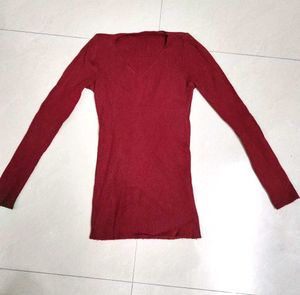 Burgundy V-Neck Top
