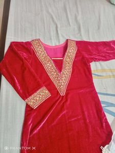 Pink Velvet Kurta