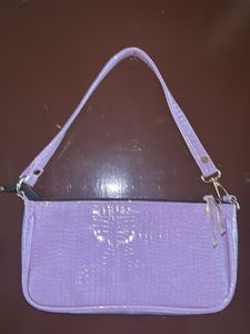 Lilac Croc Embossed Shoulder Bag