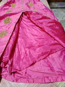 Pink &amp; Gold Embroidered Anarkali