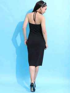 With Tag Black Halter Midi Dress