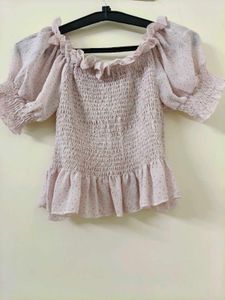 Cute Off-Shoulder Polka Dot Top