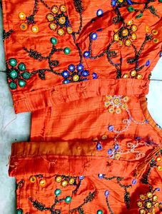 Orange color Wedding Silk Blouse