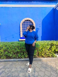 Blue Pullover &amp; Black Pants