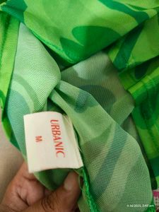 Green Patterned Mesh Top