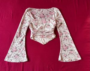 Savana White Floral Mesh Top