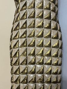 Pintrest Padded Golden Design Sequin Evening Gown