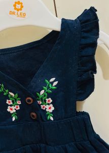 Embroidered Corduroy Mini Dress