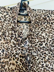 Leopard Print Button Down Shirt