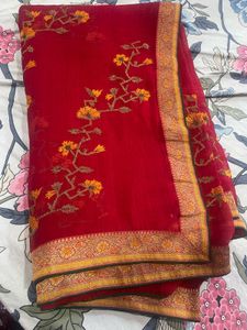 Elegant Red Floral Saree