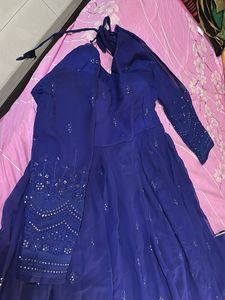 Elegant Blue Embroidered Dress