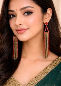 Red & Gold Dangle Earrings