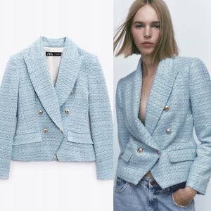 Zara Tweed Double-Breasted Blazer
