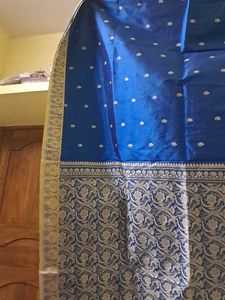 Blue Daily wear Saree with Stretchable Blouse