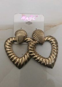 Gold Heart Statement Earrings