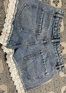 Denim Lace Shorts